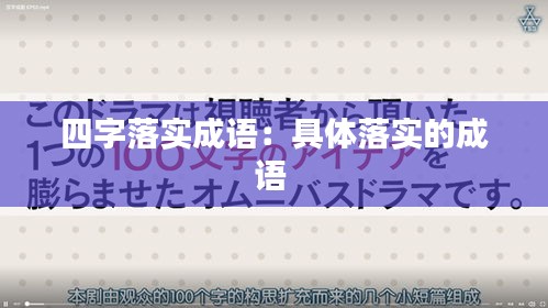 四字落实成语：具体落实的成语 